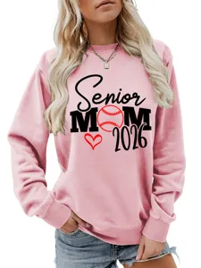Sweatshirt rose femme maman senior 2026 graphique haut manches longues casual mode