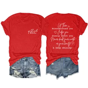 Γυναικείο casual άνετο κοντομάνικο t-shirt με στρογγυλή λαιμόκοψη και εμπνευσμένο κείμενο.