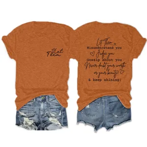 Γυναικείο casual κοντομάνικο t-shirt με στρογγυλή λαιμόκοψη και τύπωμα, με σορτς τζιν.