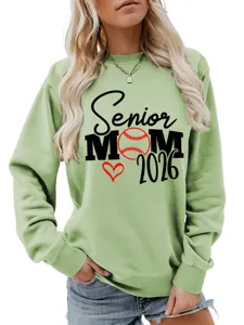 Sweat-shirt vert clair pour femme Senior Mom 2026 imprimé graphique haut à manches longues