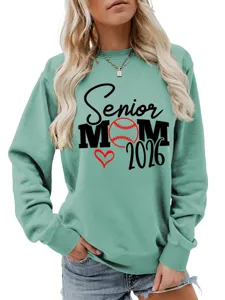 Sweat-shirt Femme Senior Mom 2026 Manches Longues Imprimé Baseball Col Rond Casual Top