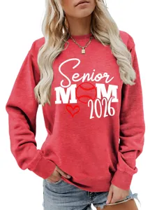 Sweatshirt graphique rouge pour femme senior mom 2026 pull decontracte manches longues