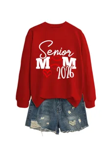 Femme rouge senior maman 2026 sweat-shirt avec short en jean bleu tenue tendance