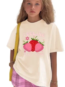 Cute kids graphic t-shirt featuring strawberry print and text for comfortable daily casual wear.