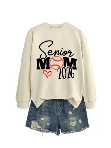 Sweatshirt Femme Senior Mom 2026 Casual Imprimé Baseball Manches Longues Hauts