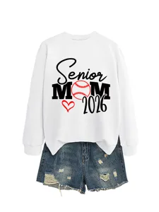 Tendance sweat-shirt à manches longues imprimé baseball femme Senior Mom 2026 top