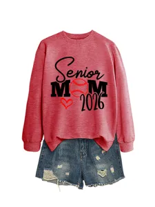 Sweat-shirt Femme Senior Mom 2026 Pull Casual à Manches Longues avec Jean Short