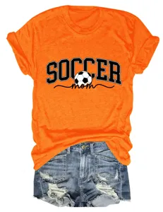 Femme decontractée football maman impression manches courtes T-shirt été col rond haut