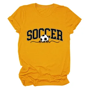 T-shirt décontracté à manches courtes jaune moutarde avec imprimé soccer mom.