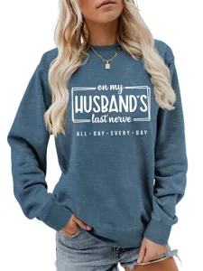 Bequemer, lässiger Langarm-Pullover mit stylischem witzigen Front-Buchstaben-Druck für Damen.