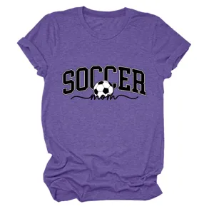 T-shirt à manches courtes violet décontracté pour femme avec motif graphique maman.