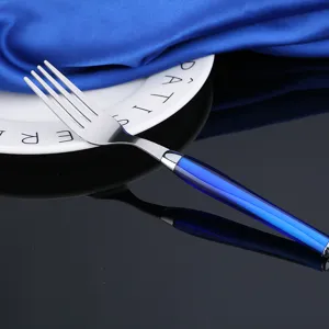 Πιρούνι δείπνου από ανοξείδωτο χάλυβα με μπλε λαβή φορητό δυτικό επιτραπέζιο σκεύος κουζίνας