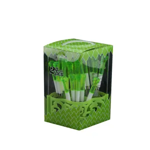 Set di posate da 24 pezzi in acciaio inossidabile con manici verde neon e supporto.