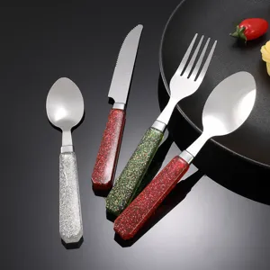 Set di posate in acciaio inox coltello forchetta cucchiaio con manico glitter stoviglie