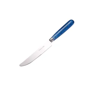 Coltello da bistecca in acciaio inox con manico glitterato blu per la tavola principale