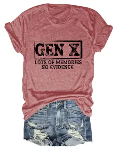 Women short sleeve t-shirt with letter print casual top paired with denim shorts for summer daily