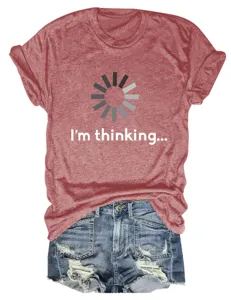 T-shirt femme manches courtes décontracté avec impression amusante, haut d'été confortable.