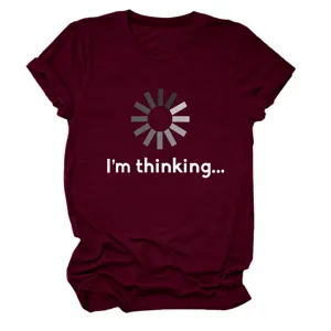 T-shirt à manches courtes et col rond décontracté pour femme avec motif amusant.