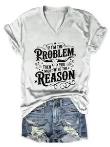 Women casual V-neck short sleeve T-shirt with letter bull skull print and denim shorts.