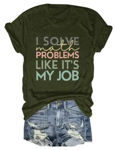 Vrouwen Casual Korte Mouw Letter Print T-Shirt Grappige Wiskunde Citaat Grafische