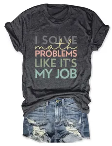 Comfortabel dames korte mouw katoenmix t-shirt casual grappige wiskunde slogan top tee