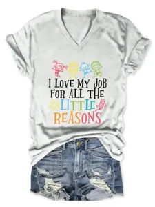 Women v neck short sleeve t shirt casual funny teacher job quote graphic tee top apparel