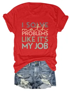 Casual rood t-shirt met korte mouwen voor dames met grappige wiskunde citaat print.