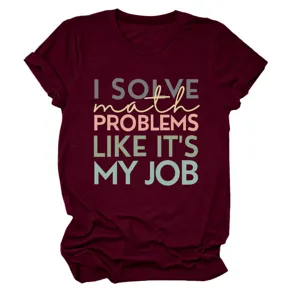 Dames casual korte mouw grafisch t-shirt met grappige wiskunde quote voor dagelijks