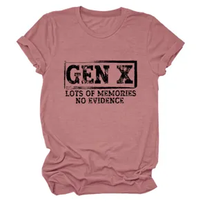 Vintage Gen X Graphic Short Sleeve Women T-Shirt Casual Cotton Blend Summer Tee Top