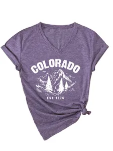 Colorado Est 1876 Weiche Damen V-Ausschnitt Kurzarm Knoten Sommer T-Shirt Top