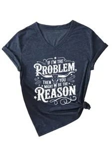 Women Casual V-Neck Short Sleeve Graphic T-Shirt Letter Bull Skull Print Loose Tee Top