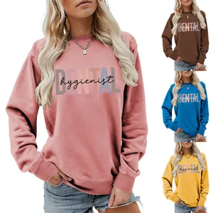 Lässiger Damen Langarm Pullover mit Rundhalsausschnitt und dental hygienist Buchstaben.