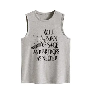 Lässiges graues Damen Tanktop mit lustigem Buchstabendruck lockeres ärmelloses Sommeroberteil