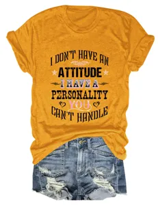 Women casual round neck short sleeve t shirt in bright yellow letter print fashion tee top