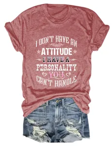 Casual women's short sleeve round neck t-shirt featuring stylish motivational letter print.