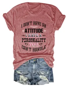 Women casual round neck short sleeve t-shirt with slogan print matched denim shorts.