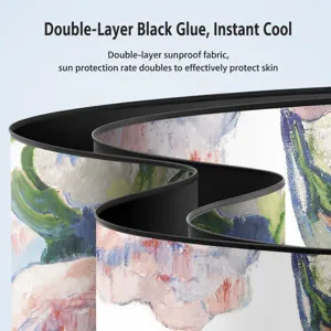Ombrello parasole a doppio strato in colla nera, design floreale compatto per protezione UV.