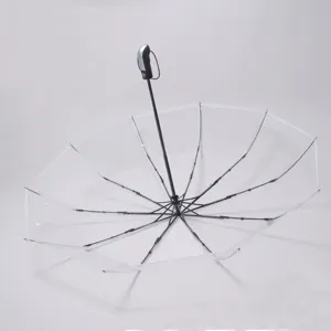 Ombrello trasparente automatico a 10 stecche ombrello pieghevole antivento forte