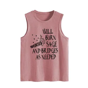 Damen lässiges lustiges Grafik ärmelloses Tanktop Sommer atmungsaktives Rundhals Vest.
