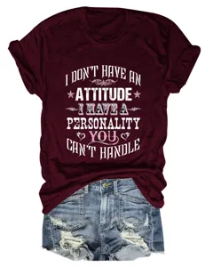 Casual women's short sleeve crewneck t-shirt with funny letter print and matching denim shorts.