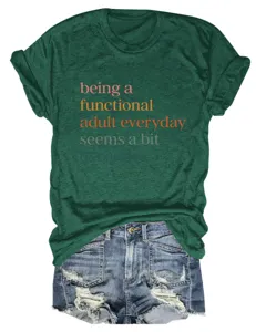 Casual γυναικείο κοντομάνικο t-shirt με αστείο τύπωμα φράσης, άνετο τοπ με στρογγυλή λαιμόκοψη.