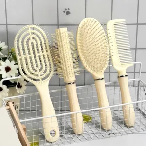 Cream Hair Comb Set Air Cushion Comb Volumizing Straight Hair Comb Hair Styling Scalp Massage Comb For Women Daily Use