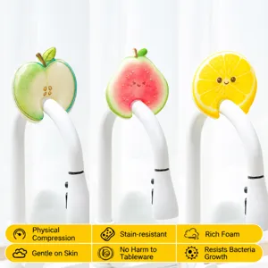 Esponja Limpiadora en Forma de Fruta Linda Esponja de Platos de Cocina Absorbente Secado Rápido Almohadilla de Esponja