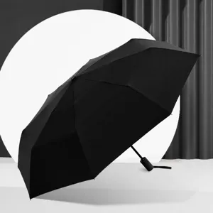 8-Rib Fully Automatic Sun Umbrella UV Protection Black Compact Rain And Shine Use