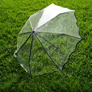 Transparent Lace Folding Umbrella Adult POE Waterproof Rain Sun Umbrella Portable Manual Open Travel Umbrella
