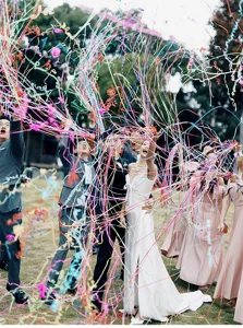 Colorful hand-thrown party celebration streamers for wedding and birthday events