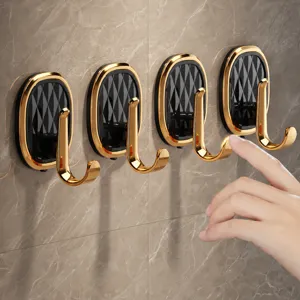 Luxury heavy-duty bathroom towel adhesive hook punch-free seamless wall-mounted gold hook