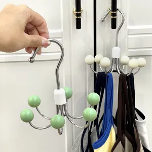 360-degree rotating 6-claw wardrobe hook for home organization, space-saving hanger.