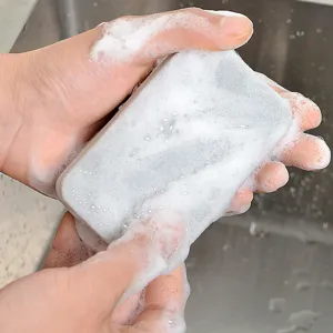 Nano kitchen cleaning sponge dishwashing scouring pad double-sided block grey color tool