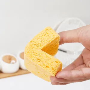 Esponja de pulpa de madera natural para cocina lavado de platos estropajo mágico